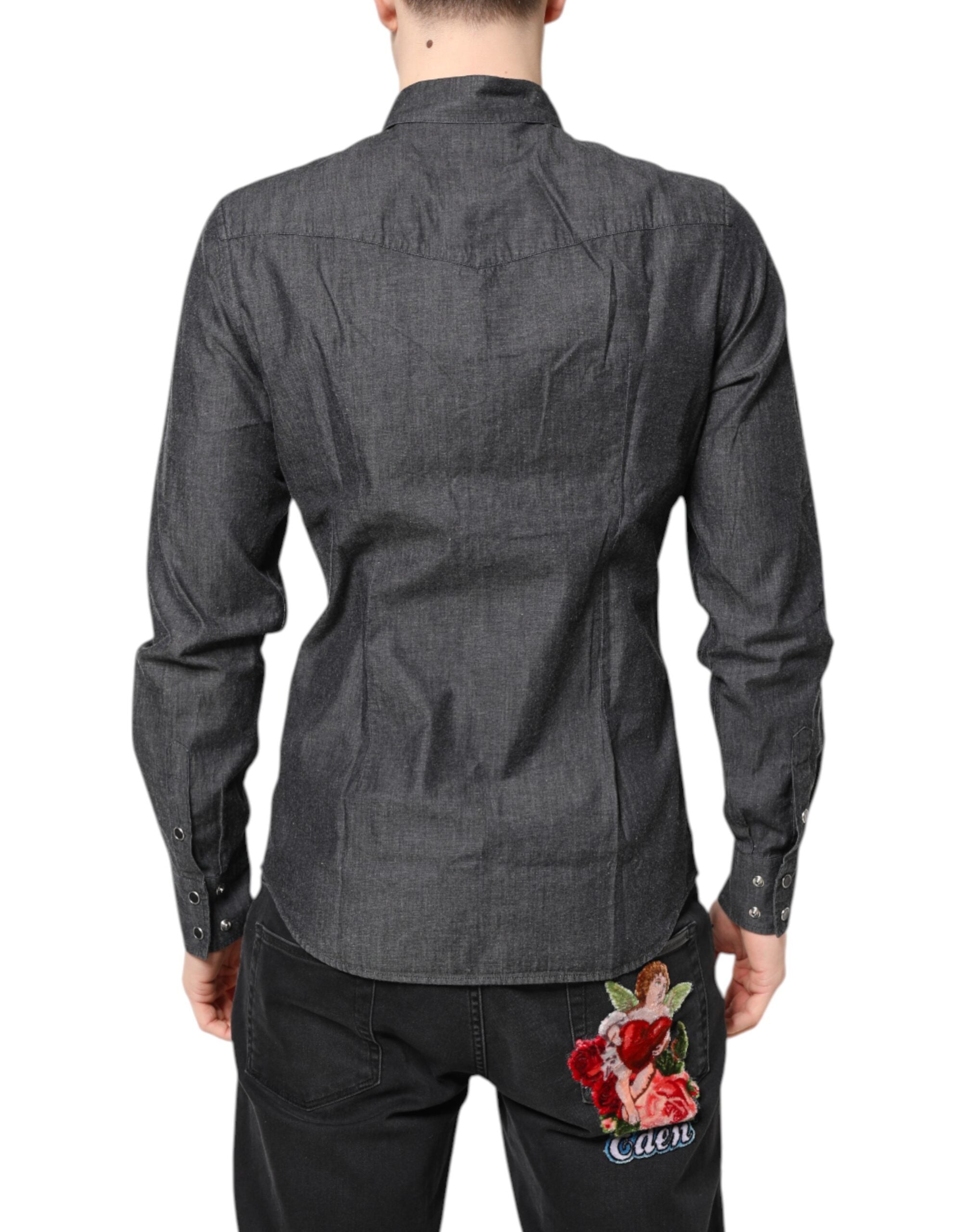 Dolce & Gabbana grey long-sleeved cotton casual shirt